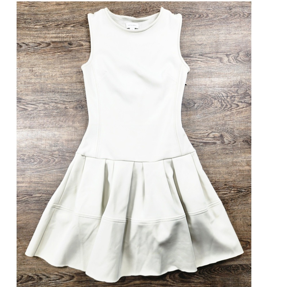 Witchery White Sleeveless Pleated Fit and Flare Mesh Back Dress Size 8 504113